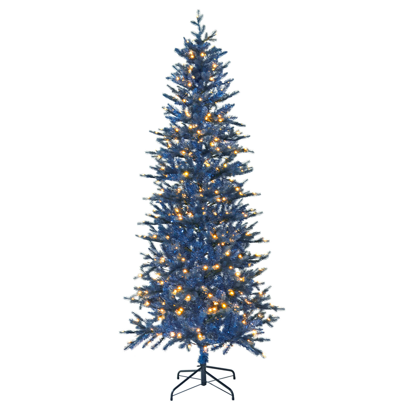 Mr Crimbo Pre-Lit Navy Blue Slim Christmas Tree Warm White LED - MrCrimbo.co.uk -XS7208 - 6ft -6ft